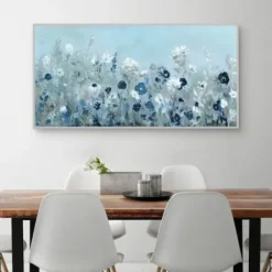 Framed Art-Kirkland's Home Blue Light Garden Framed Canvas Art Print Blue/White