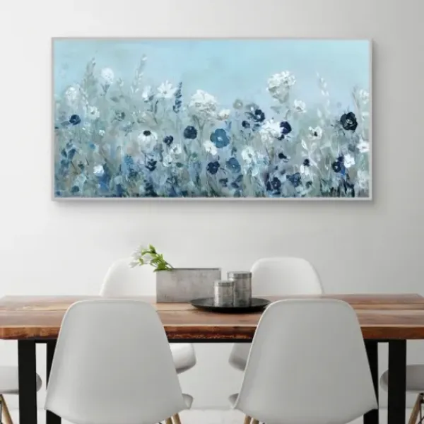 Framed Art-Kirkland's Home Blue Light Garden Framed Canvas Art Print Blue/White