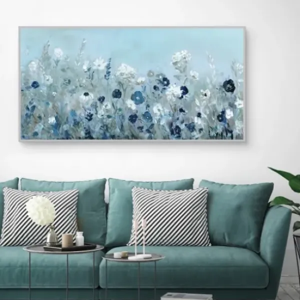 Framed Art-Kirkland's Home Blue Light Garden Framed Canvas Art Print Blue/White