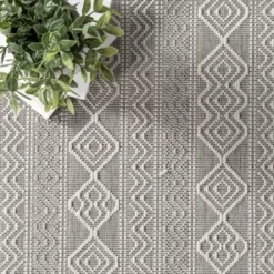 Outdoor Rugs-Kirkland's Home Blue Malibu Monstera Outdoor Area Rug, 7X9 Blue/Gray
