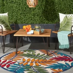 Outdoor Rugs-Kirkland's Home Blue Malibu Tribal Outdoor Area Rug, 7X9 Blue/Gray