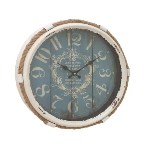 Clocks-Kirkland's Home Blue Metal And Rope Wall Clock, 17 In.