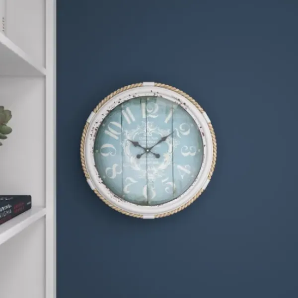 Clocks-Kirkland's Home Blue Metal And Rope Wall Clock, 17 In.
