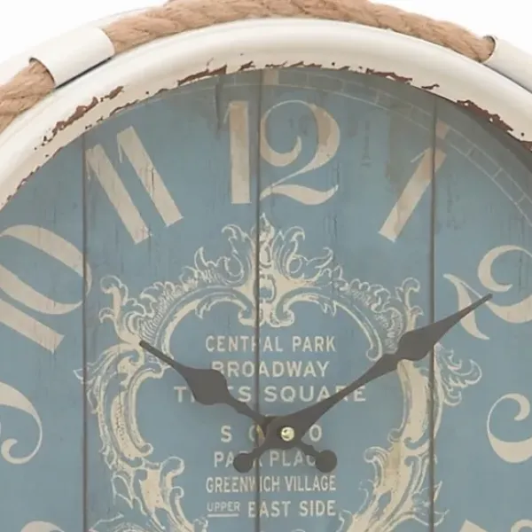 Clocks-Kirkland's Home Blue Metal And Rope Wall Clock, 17 In.