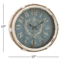 Clocks-Kirkland's Home Blue Metal And Rope Wall Clock, 17 In.