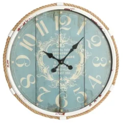 Clocks-Kirkland's Home Blue Metal And Rope Wall Clock