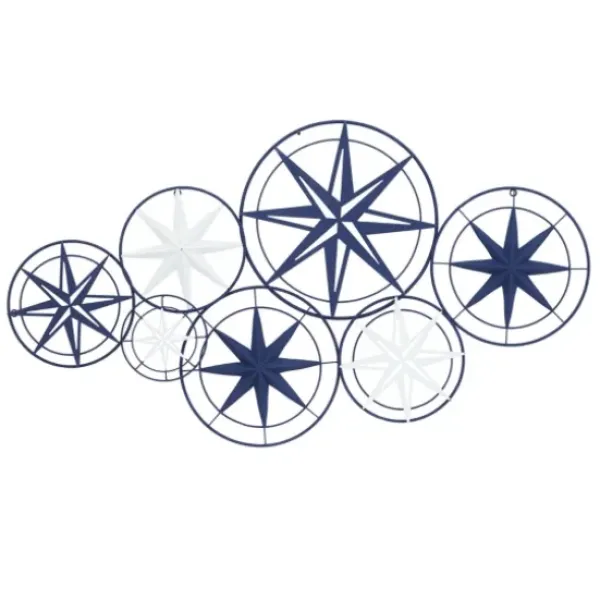 Wall Plaques-Kirkland's Home Blue Metal Layered Star Plates Wall Plaque Blue/White