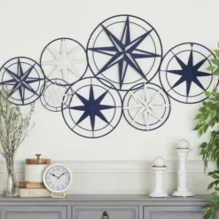 Wall Plaques-Kirkland's Home Blue Metal Layered Star Plates Wall Plaque Blue/White