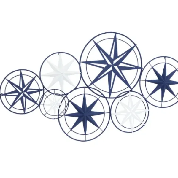 Wall Plaques-Kirkland's Home Blue Metal Layered Star Plates Wall Plaque Blue/White
