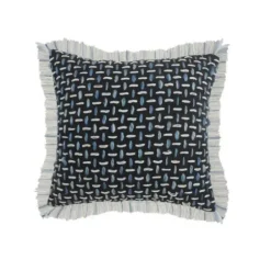 Pillows-Kirkland's Home Blue Modern Interwoven Accent Pillow Blue/White