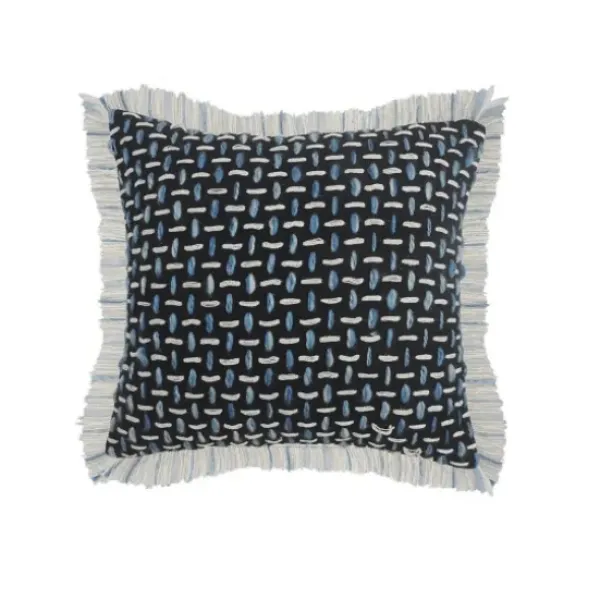 Pillows-Kirkland's Home Blue Modern Interwoven Accent Pillow Blue/White