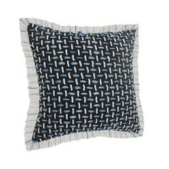 Pillows-Kirkland's Home Blue Modern Interwoven Accent Pillow Blue/White