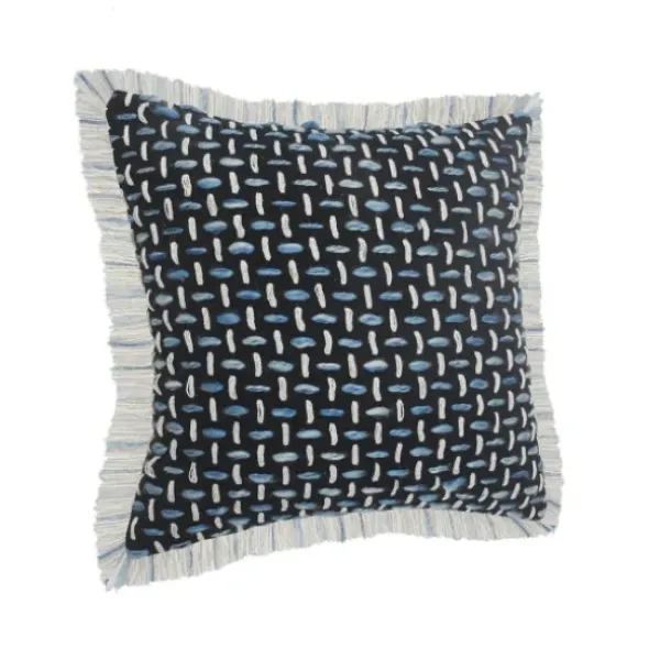 Pillows-Kirkland's Home Blue Modern Interwoven Accent Pillow Blue/White
