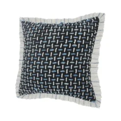 Pillows-Kirkland's Home Blue Modern Interwoven Accent Pillow Blue/White