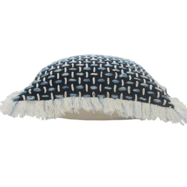 Pillows-Kirkland's Home Blue Modern Interwoven Accent Pillow Blue/White