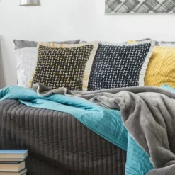 Pillows-Kirkland's Home Blue Modern Interwoven Accent Pillow Blue/White