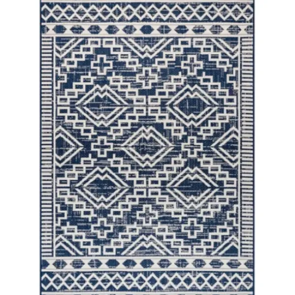 Outdoor Rugs-Kirkland's Home Blue Modern Stripes Outdoor Area Rug, 4X6 Blue/White