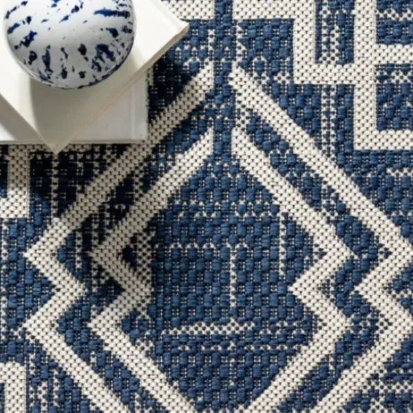 Outdoor Rugs-Kirkland's Home Blue Modern Stripes Outdoor Area Rug, 4X6 Blue/White