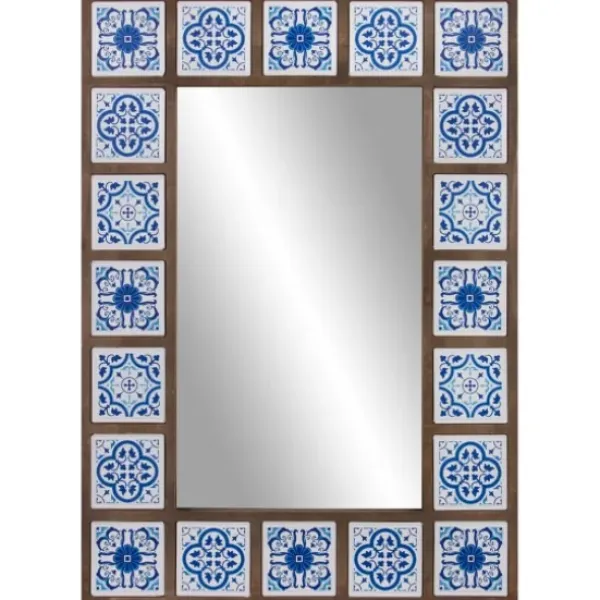 Decorative Mirrors-Kirkland's Home Blue Moroccan Tile Framed Mirror