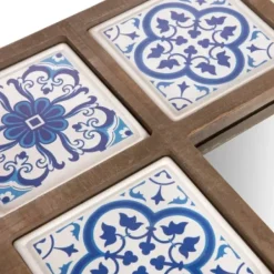 Decorative Mirrors-Kirkland's Home Blue Moroccan Tile Framed Mirror