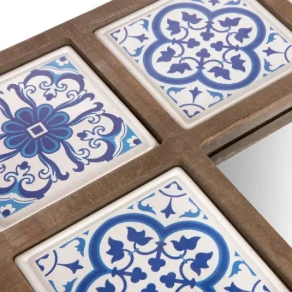 Decorative Mirrors-Kirkland's Home Blue Moroccan Tile Framed Mirror
