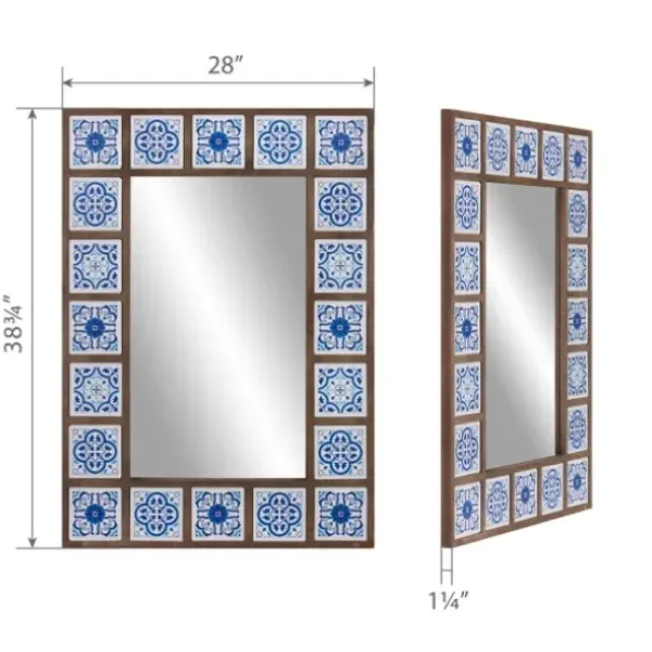 Decorative Mirrors-Kirkland's Home Blue Moroccan Tile Framed Mirror