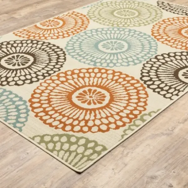 Outdoor Rugs-Kirkland's Home Blue Moroccan Trellis Outdoor Area Rug, 4X6 Blue/White