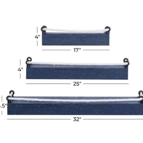 Shelves-Kirkland's Home Blue Nautical 3-Pc. Wood Shelves