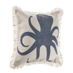 Pillows-Kirkland's Home Blue Octopus Accent Pillow With Fringe Blue/Tan