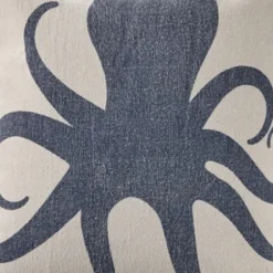 Pillows-Kirkland's Home Blue Octopus Accent Pillow With Fringe Blue/Tan