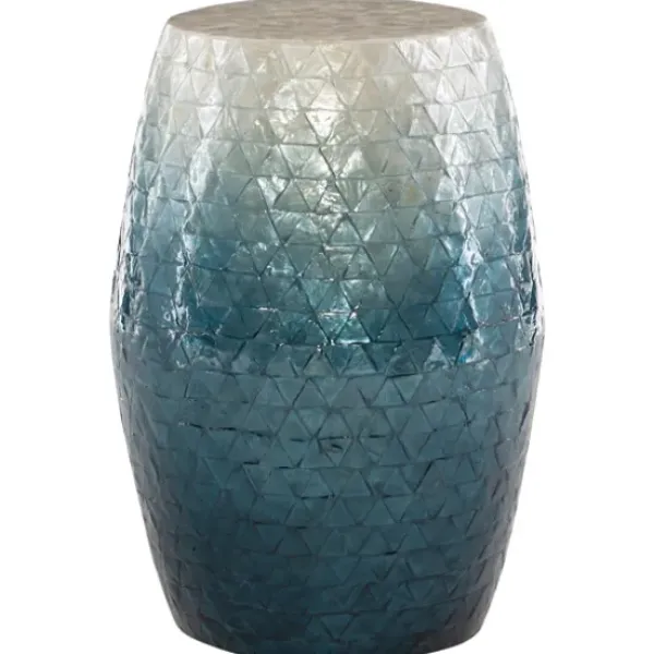 Accent & End Tables-Kirkland's Home Blue Ombre Mosaic Capiz Shell Drum End Table