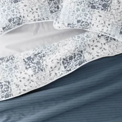Quilts-Kirkland's Home Blue Patchwork Reversible 2-Pc. Twin Quilt Set Blue/White/Gray