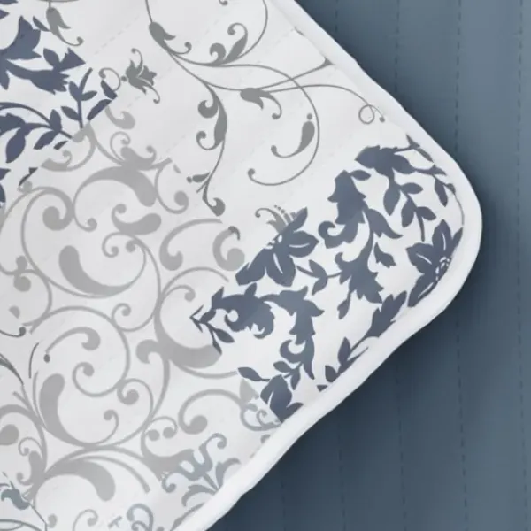Quilts-Kirkland's Home Blue Patchwork Reversible 3-Pc. King Quilt Set Blue/White/Gray