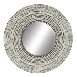 Decorative Mirrors-Kirkland's Home Blue Pear Mussel Shell Frame Coastal Wall Mirror