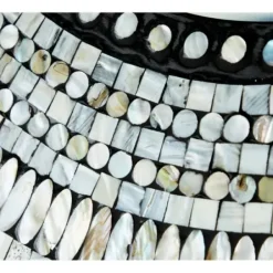 Decorative Mirrors-Kirkland's Home Blue Pear Mussel Shell Frame Coastal Wall Mirror
