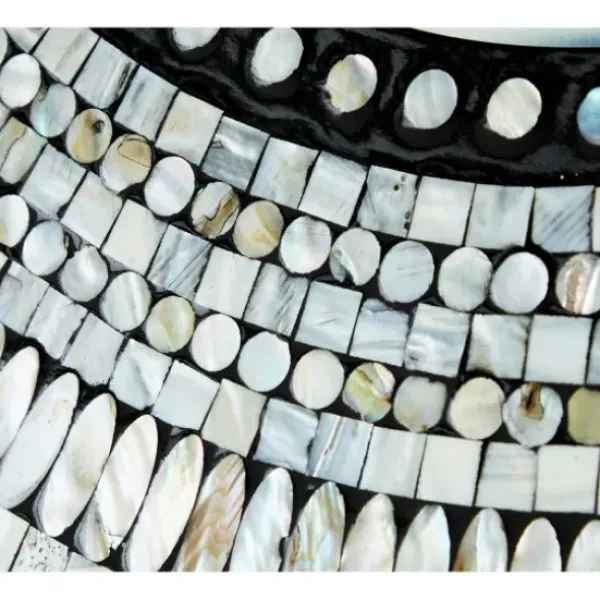 Decorative Mirrors-Kirkland's Home Blue Pear Mussel Shell Frame Coastal Wall Mirror