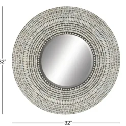 Decorative Mirrors-Kirkland's Home Blue Pear Mussel Shell Frame Coastal Wall Mirror