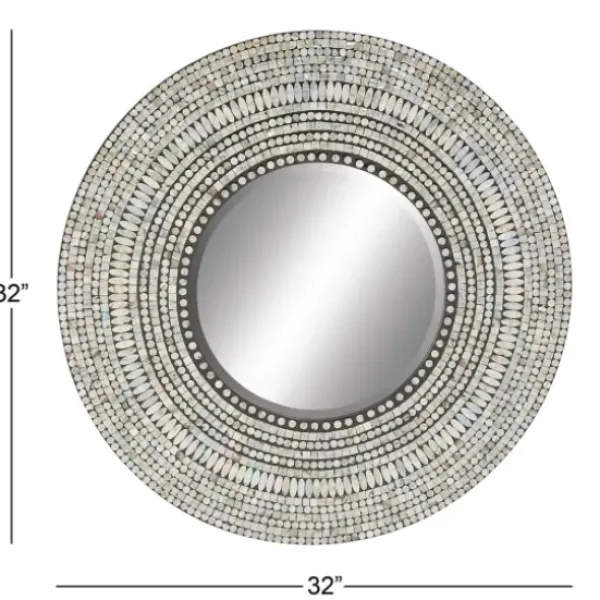 Decorative Mirrors-Kirkland's Home Blue Pear Mussel Shell Frame Coastal Wall Mirror