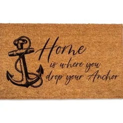 Doormats-Kirkland's Home Blue Peonies Coir Doormat Blue/Tan