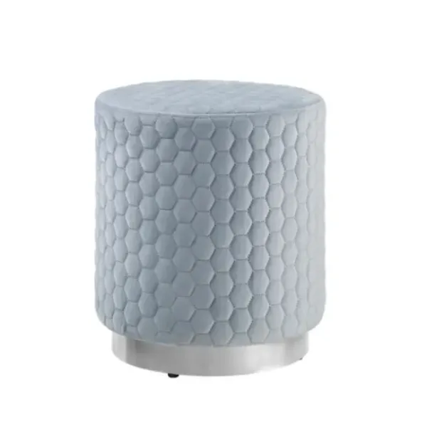 Benches & Ottomans-Kirkland's Home Blue Quilted Honeycomb Ottoman Blue/Gray