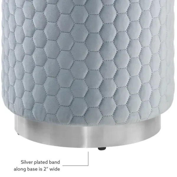 Benches & Ottomans-Kirkland's Home Blue Quilted Honeycomb Ottoman Blue/Gray