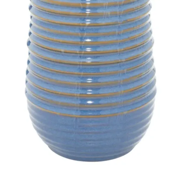 Table Lamps-Kirkland's Home Blue Ribbed Stoneware Table Lamp White