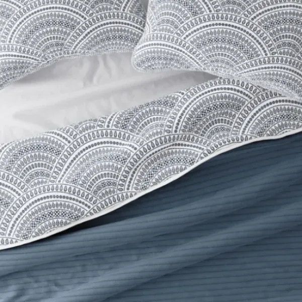 Quilts-Kirkland's Home Blue Scalloped Reversible 3-Pc. King Quilt Set Blue/White