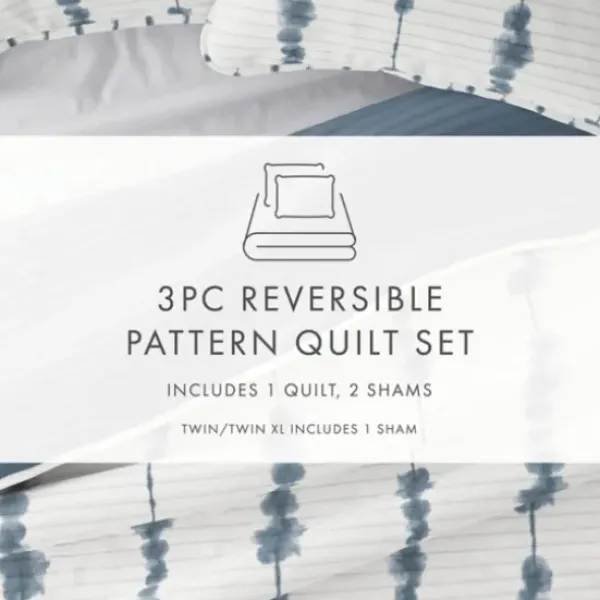 Quilts-Kirkland's Home Blue Shibori Reversible 2-Pc. Twin Quilt Set Blue/White