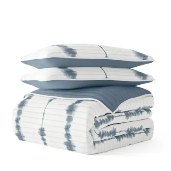 Quilts-Kirkland's Home Blue Shibori Reversible 3-Pc. King Quilt Set Blue/White