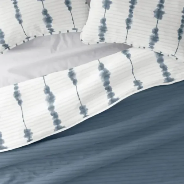 Quilts-Kirkland's Home Blue Shibori Reversible 3-Pc. King Quilt Set Blue/White