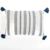 Pillows-Kirkland's Home Blue Stitching Stripes Lumbar Pillow White/Blue