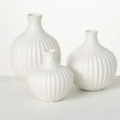 Vases-Kirkland's Home Blue Stoneware Vases, Set Of 3 Blue/White