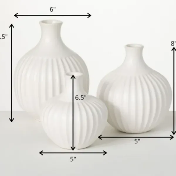 Vases-Kirkland's Home Blue Stoneware Vases, Set Of 3 Blue/White