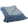 Blankets & Throws-Kirkland's Home Blue Stonewash Urban Check Throw Blue/Ivory